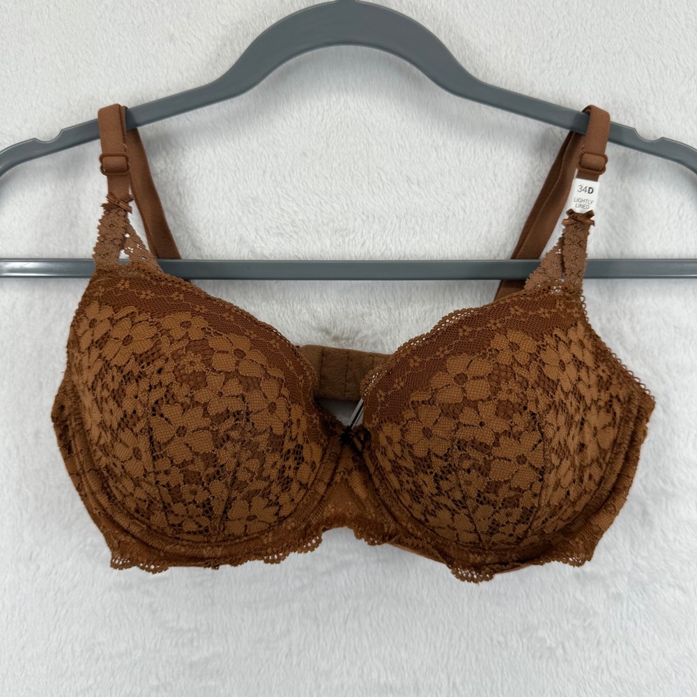Victoria's‎ Secret PINK 34D Lightly Lined Balconette Bra Brown Lace New